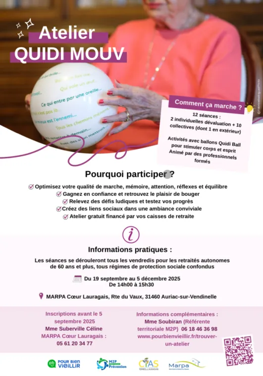 Ateliers Quidi Mouv : bouger, stimuler, partager à la MARPA d’Auriac dès septembre !, Toulouse, AMFPAD